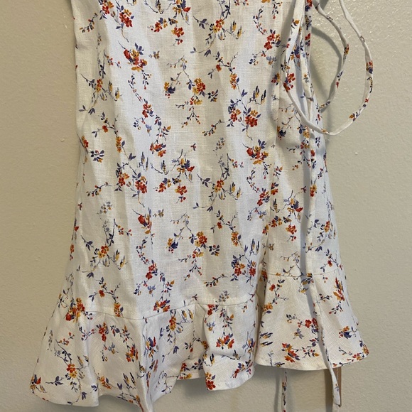 Reformation Floral Wrap Mini Dress - White and Pink - Picture 9 of 14